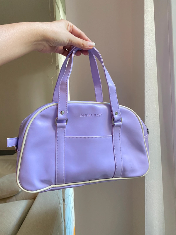 Borsa da bowling vintage lilla Y2K mini con tracolla lunga