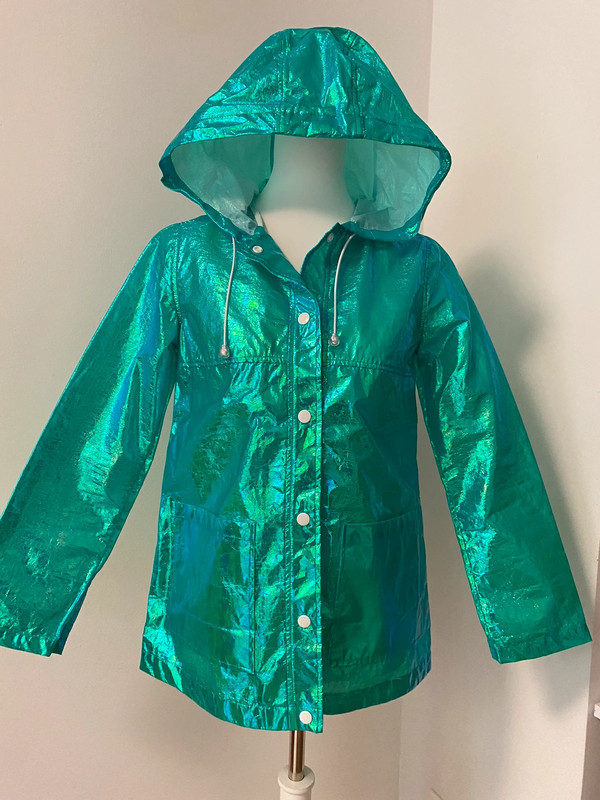 Topshop Metallischer Holographischer Regenmantel mit Kapuze