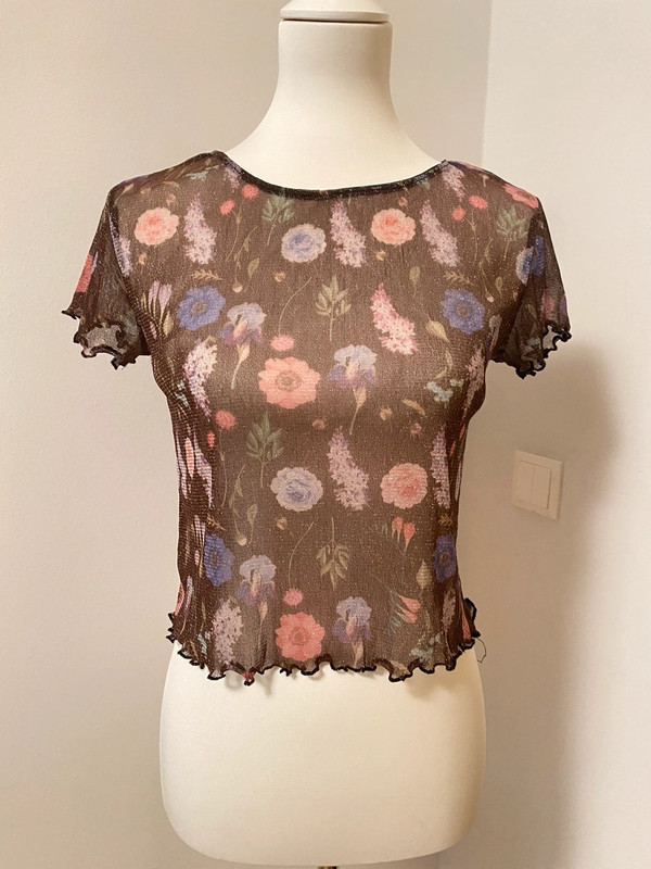 Zara Transparentes Glitzerndes Top mit Blumenmuster