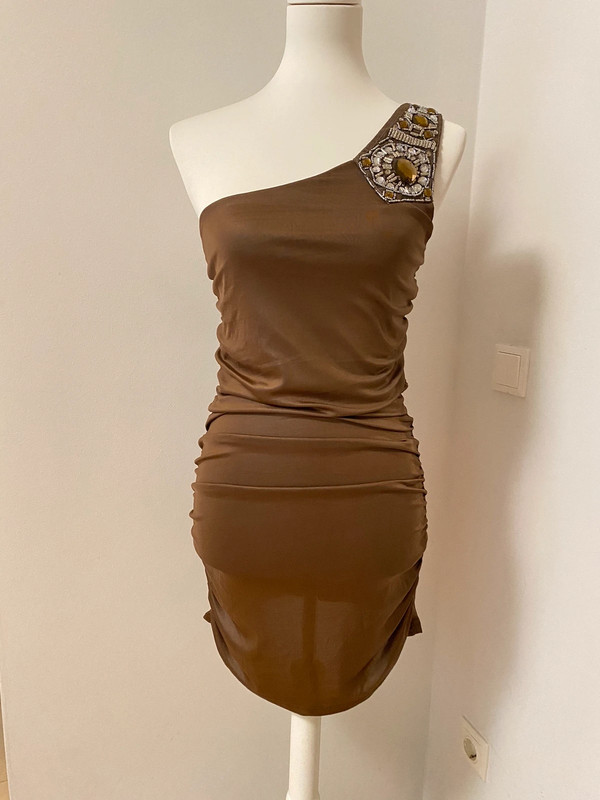 Y2K Minikleid mit Perlenstickerei an der Schulter - Bodycon Passform
