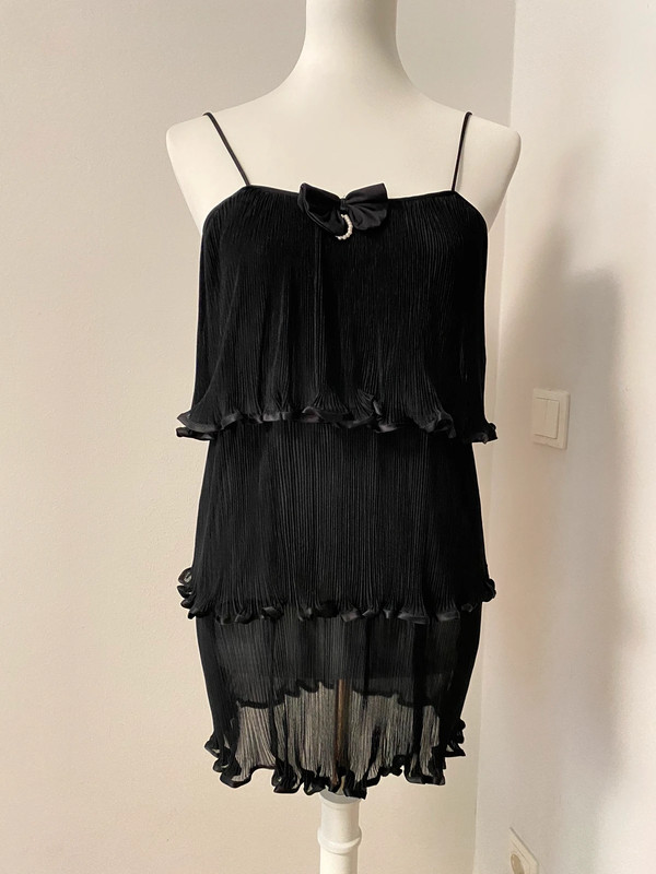 Vintage Y2K Netzkleid mit Plisseefalten und transparentem Nachthemdstil