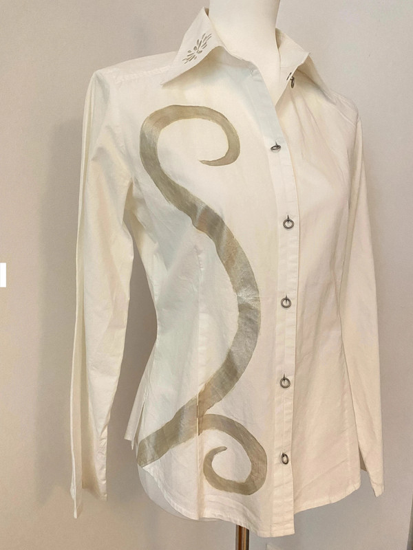 Vintage Shirt im 90er/2000er Stil aus Baumwolle mit Schulterpolstern und Muster