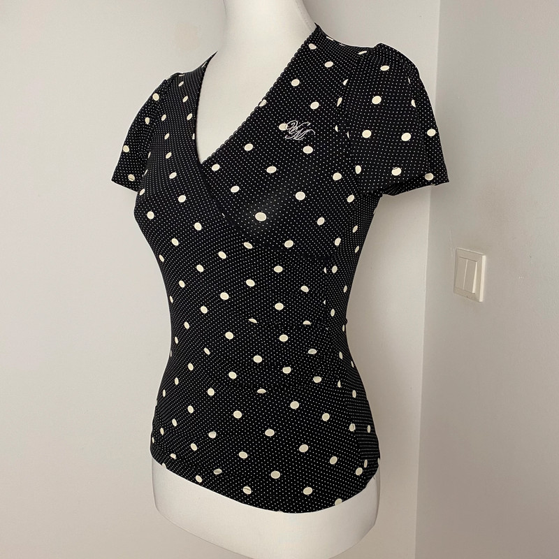 Vive Maria Polkadot V-Ausschnitt T-Shirt Top XS