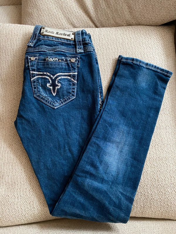 Rock Revival Skinny Jeans Größe 26 Low Waist Y2K 2000er Stil mit Pailletten