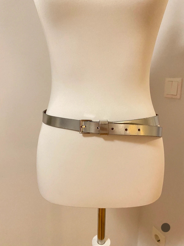 Vintage Love Silberner Ledergürtel Y2K Stil Verstellbarer Taillengürtel