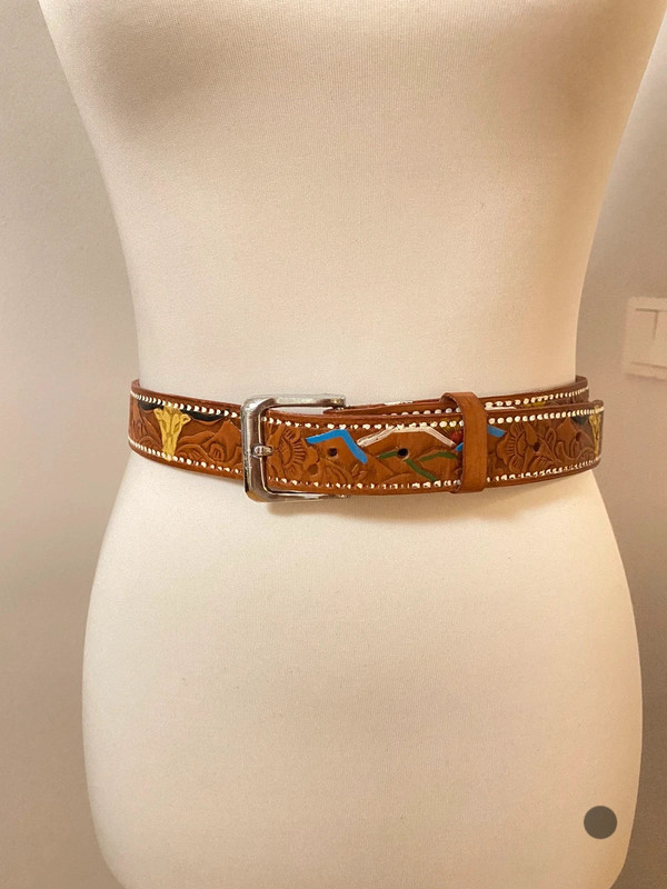 Vintage Ledergürtel mit Western-Muster