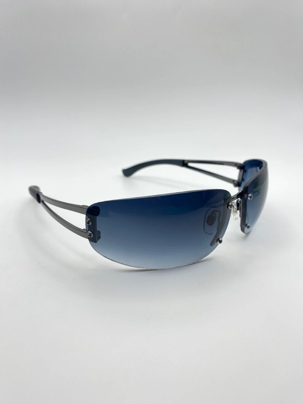 Vintage Y2K Stil Sonnenbrille mit Verlaufblauen Gläsern