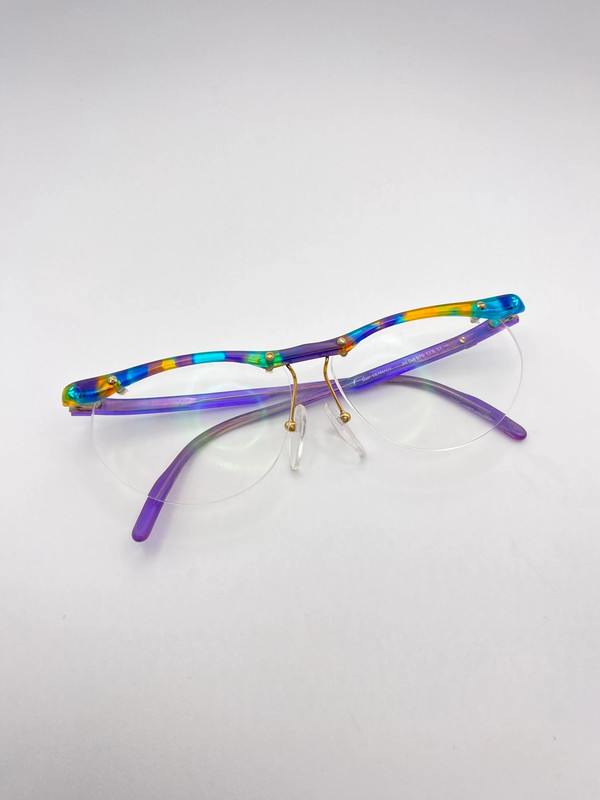 Vintage Brille aus den 90ern mit bunten randlosen Gestell von Flair