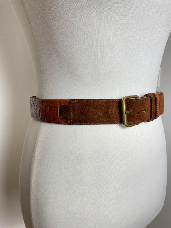 Vintage Leder Gürtel mit Messing-Schnalle und Verstellbarer Länge