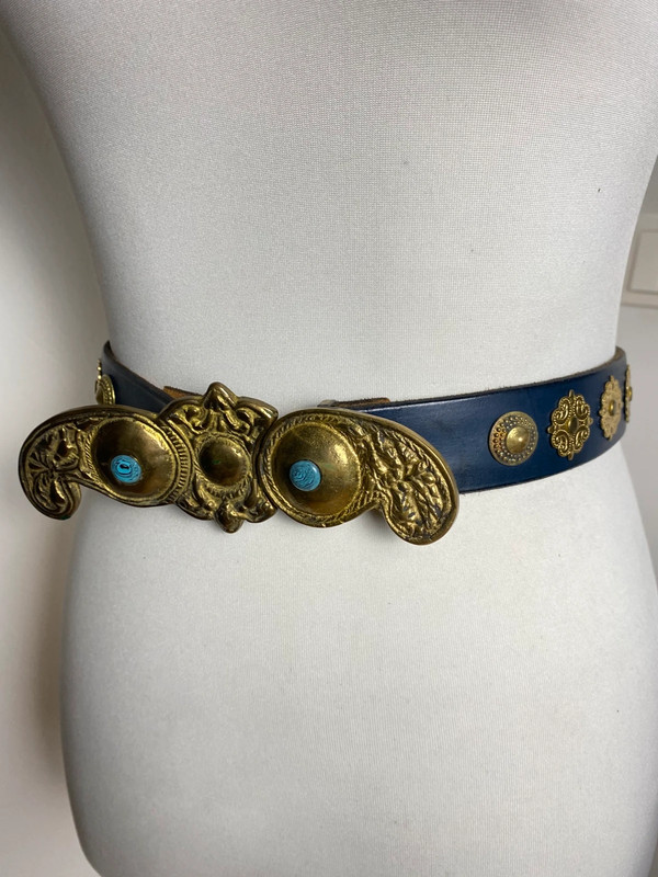 Vintage Jean Dessel Ledergürtel mit Metallnieten Western Boho Barock Stil