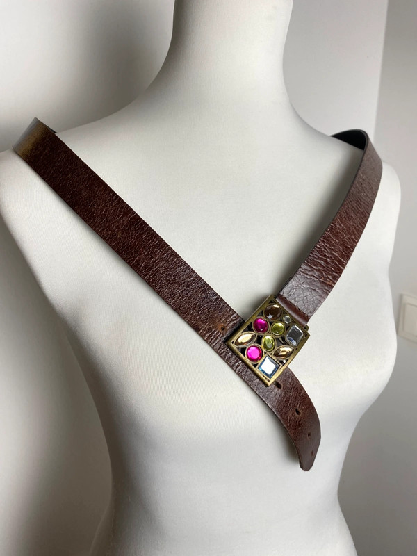 Vanzetti von BGM Ledergürtel mit Strass-Schnalle, Größe 105