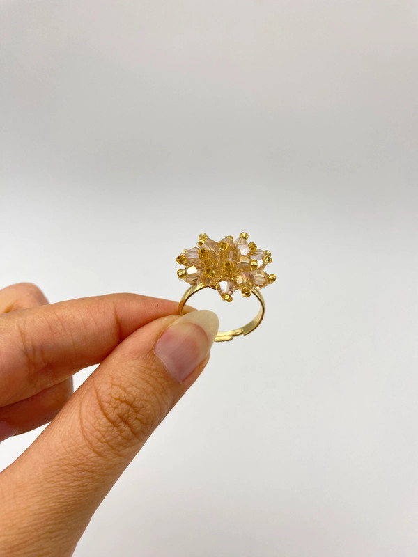 Y2K Stil Verstellbarer Ring aus vergoldetem Messing mit Perlen