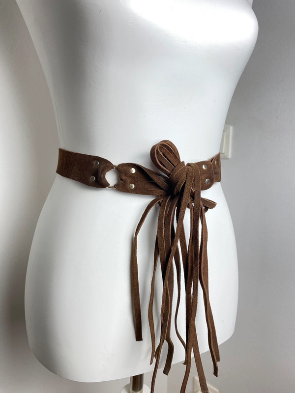 Vintage Love Brauner Leder Western Gürtel mit Quastenfransen, Verstellbarer Hüftgürtel