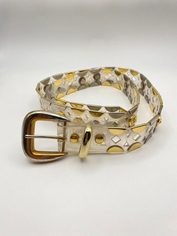 Vintage transparenter PVC-Gürtel mit Löwendetail, verstellbare Größe