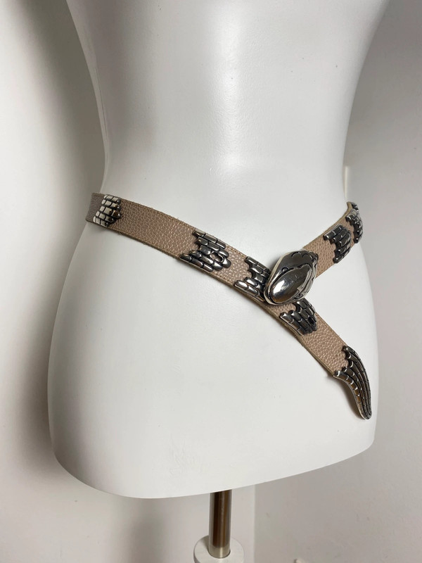 Vintage Gürtelschnalle mit Schlangenmotiv, Größe 75, Metallakzente, Statement-Gürtel