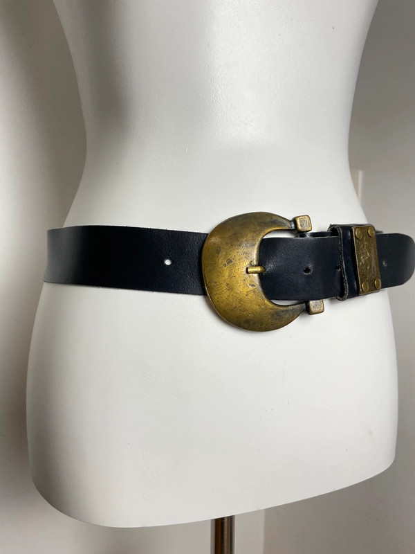 Vintager Gürtel mit großer Messingschnalle Größe 80