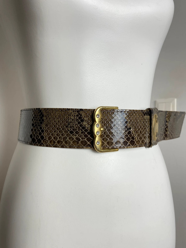 Vintage Leder Gürtel mit Tiermuster und Strass-Schnalle von Vintage Love