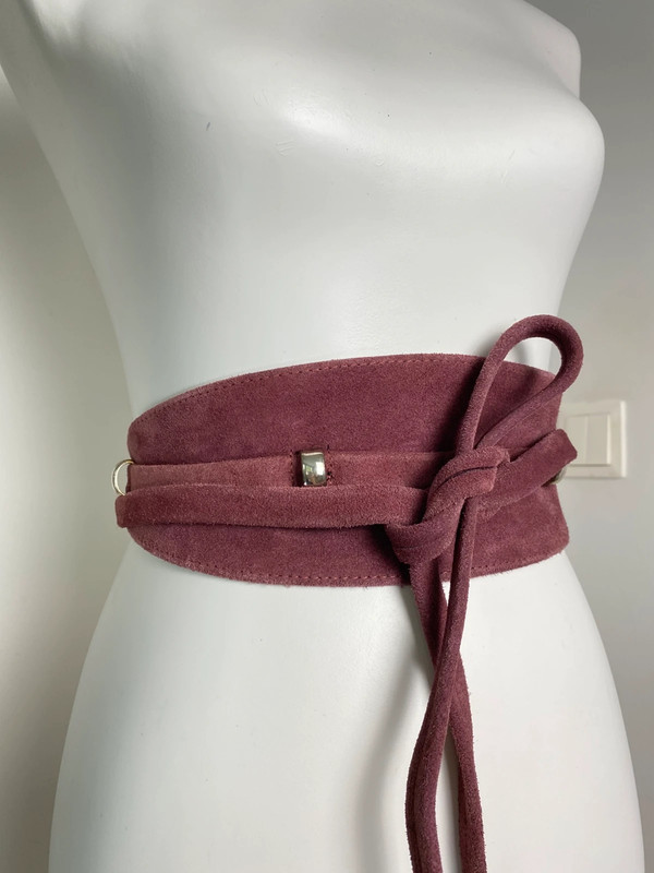 More&More Breiter Leder-Gürtel mit Bindeband in Rose Wine Farbe