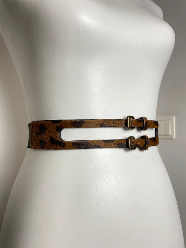 Miss Sixty Leopard Print Leather Belt with Elastic Waistband