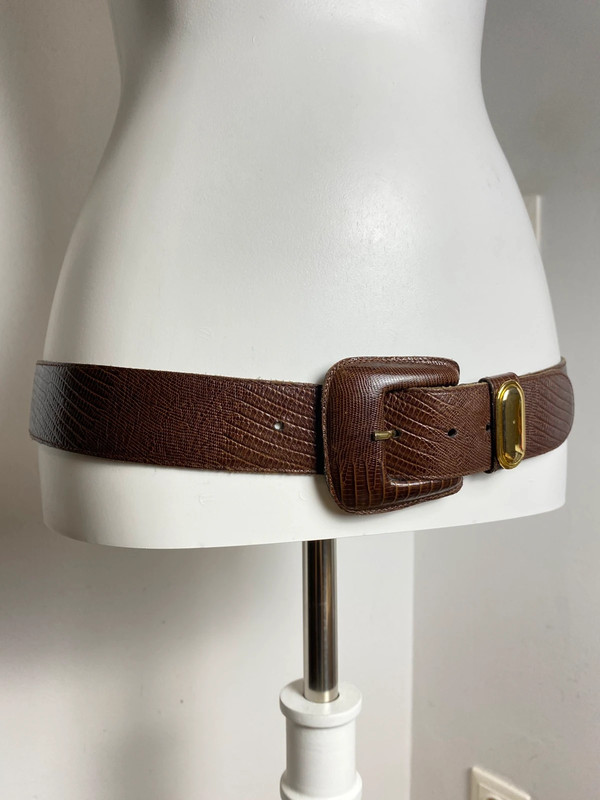 Vintage Leder Gürtel mit Goldmetall-Detail