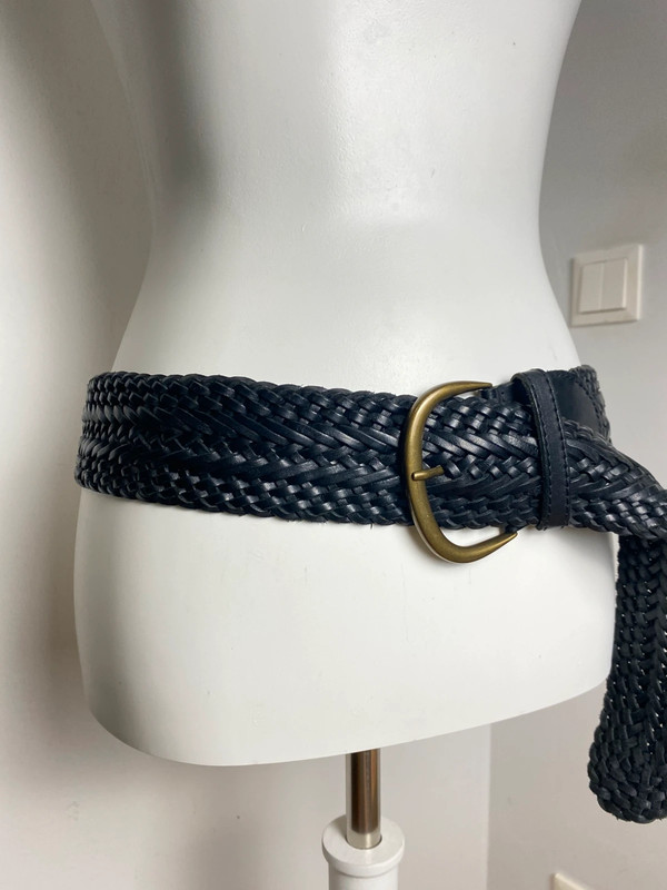 Massimo Dutti Breiter Flechtgürtel aus Leder mit Metall-Schnalle
