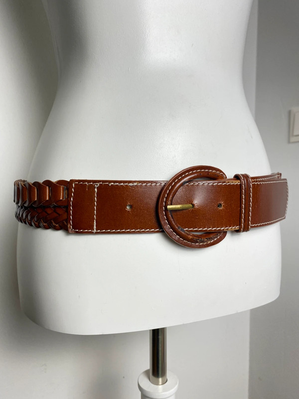 Vintage Leder Gürtel braun mit Flecht- und Webmuster von Vintage Love