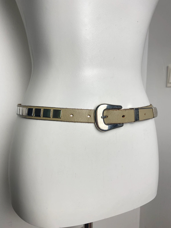 Vintage Y2K Slim Belt with Metal Plate Detail by Vintage Love