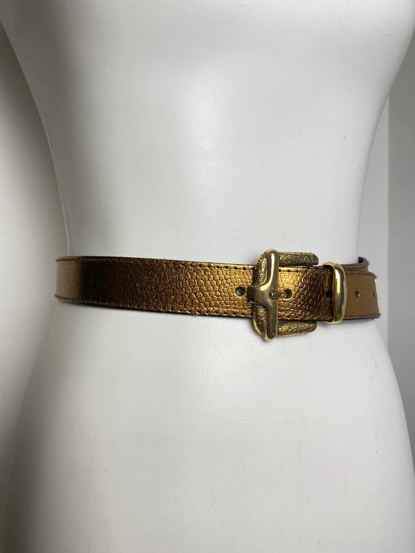 Vintage Goldener Leder Gürtel mit Schnalle 70 cm
