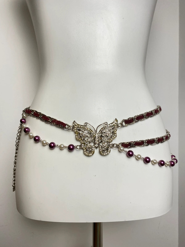 Kettengürtel mit Perlen und Strass-Schmetterling-Design