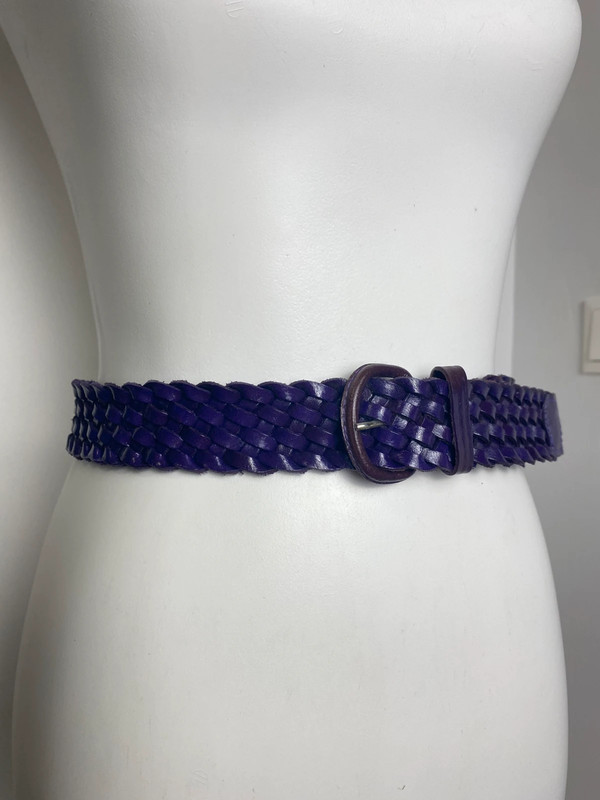 Vintage Lila Flechtgürtel aus Leder von Vintage Love, Größe 75