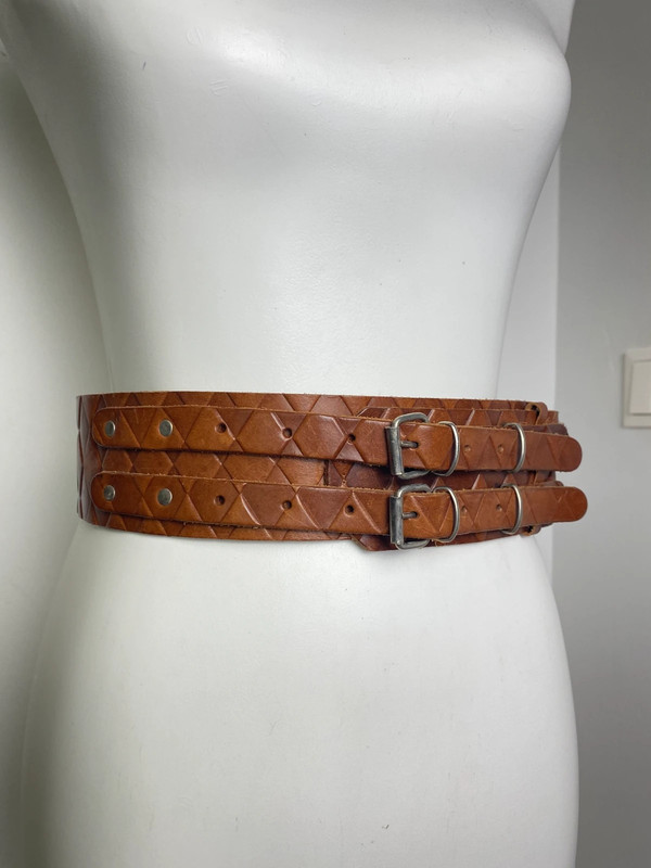 Vintage Breiter Leder Gürtel mit Doppelhaken