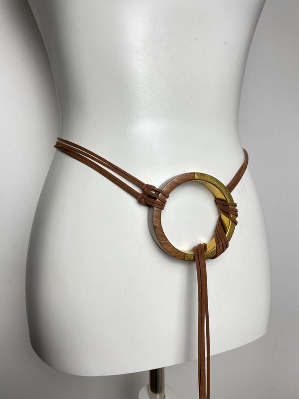 Vintage Y2K Stil Boho Hüftgürtel mit Ring, Fransen und Quastenbändern