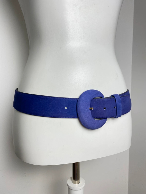 Vintage Gürtel mit breitem blauen Band und großer Kreis-Schließe von Jakoby