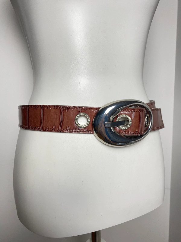 Vintage Brauner Gürtel mit Strasssteinen