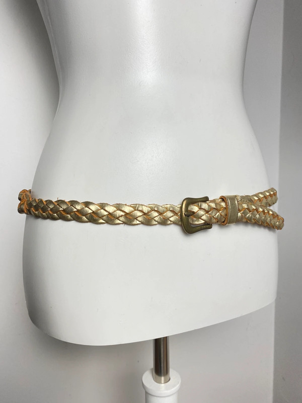 Vintage Y2K Stil Ledergürtel Gold mit Flechtmuster
