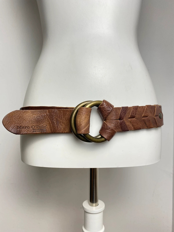 Ceinture en cuir Marc O'Polo avec boucle en anneau en laiton, couleur Marron