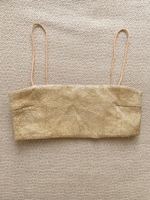 Oysho Goldener Glitzer Cross-Top